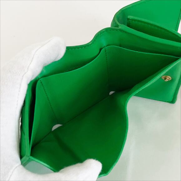 BOTTEGA VENETA Intrecciato Trifold Green Leather Wallet Card Case - Picture 8 of 9